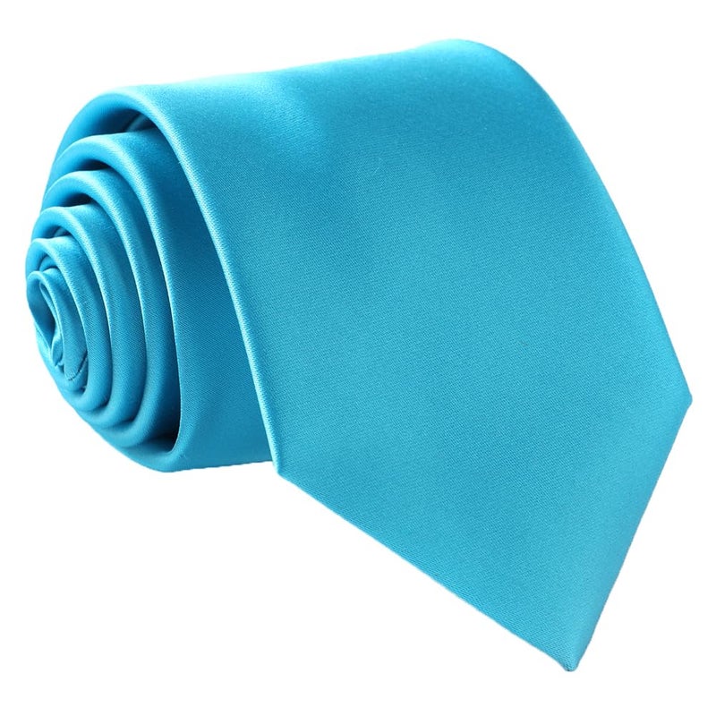 fortunatever Men's Solid Satin Necktie,Sky Blue Ties For Men With Gift Box - Image 1